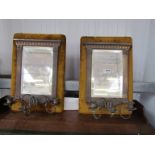 A pair of 19th century brass framed wall mirrors with triple candle sconces,