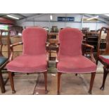 A pair of Georgian revival mahogany open armchairs on reeded legs