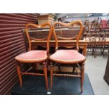 Four Victorian beech balloon back dining chairs