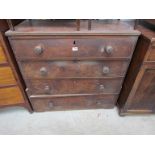 A Victorian mahogany chest of four drawers for restoration