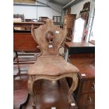 A Victorian bleached hardwood hall chair