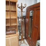 A beech bentwood coat and hat stand