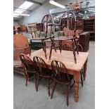 A set of eight (6+2) hoop and stick back dining chairs