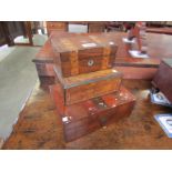 Three small 19th Century marquetry work boxes