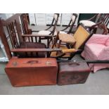 An Edwardian mahogany steamer chair,