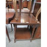 A hardwood occasional table with under tier,