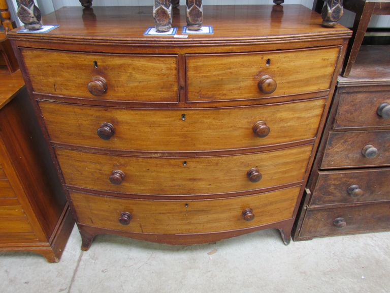 A 19th Century mahogany bowfront chest of two over three drawers