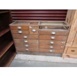 A 1950's beech bank of drawers,