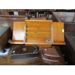 An Edwardian honey oak stationery box and two trinket boxes (3)