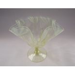 A vaseline glass frilled vase, possibly by Walsh (lot 42 19.6.