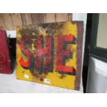 A part Shell Oil enamel advertising sign