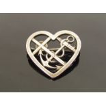 A Georg Jensen silver "Faith, Hope and Charity" heart and anchor shaped brooch,