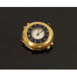 An 18ct gold half hunter lady's watch, no strap, enamelled outer chapter ring, Swiss,