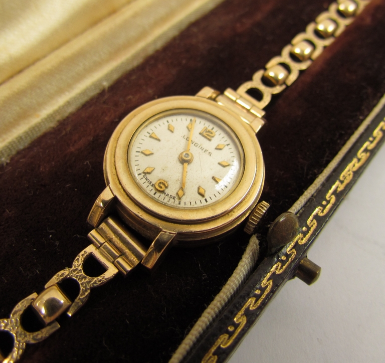 A 9ct gold lady's Longines wristwatch in case, 14. - Image 2 of 2