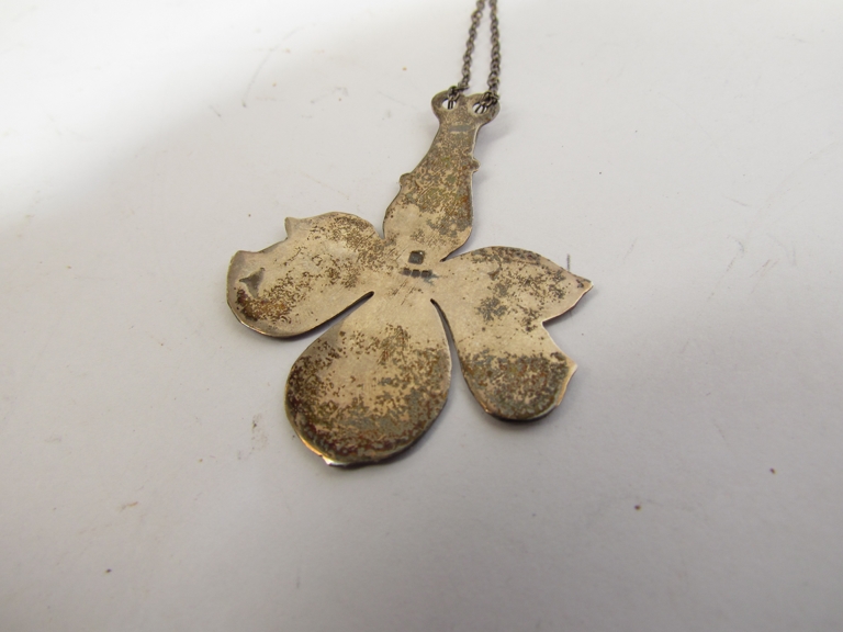 A silver pendant as an Orchid makers mark NC, date marks indistinct, - Image 3 of 3