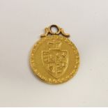 A George III 1798 gold half guinea on pendant mount (worn), 4.