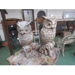Two wooden owl finials.