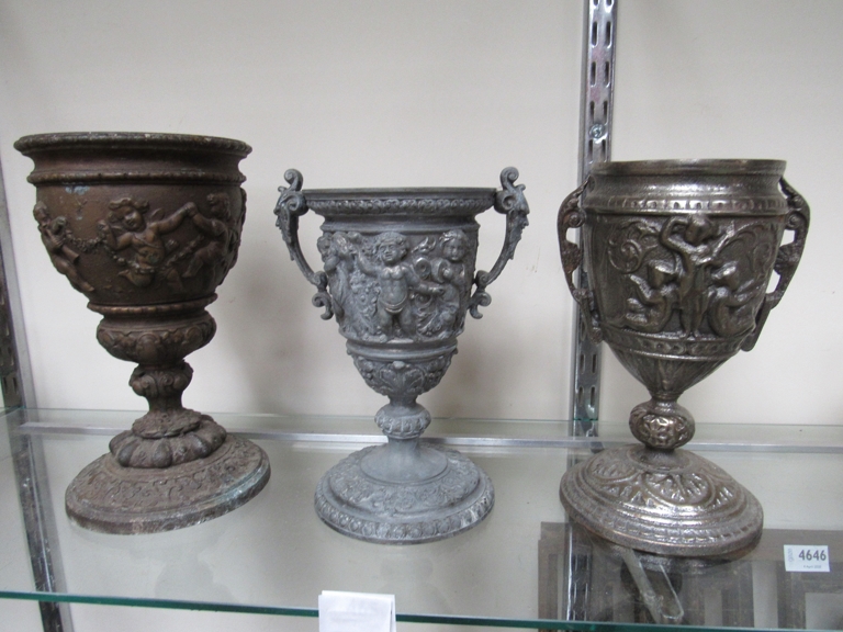 Three various metal goblets