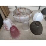 Six assorted glass light shades