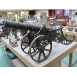 A pair of cast iron cannons.