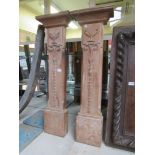 A pair of wooden decorative fire surround jambs. 107.