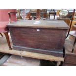 A stained pine blanket box,