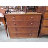 A 19th Century oak chest of two over three drawers ,