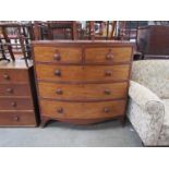 A 19th Century mahogany bowfront chest of two over three drawers,