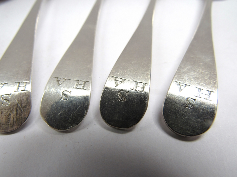 A set of six Peter, Ann and William Bateman teaspoons, monogrammed S.H. - Image 2 of 3