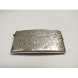A silver card case, all over foliate scroll decoration, monogrammed, makers mark B.
