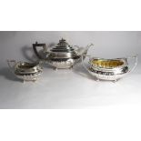 A James Deakin & Sons silver three piece tea set, Sheffield 1920's,