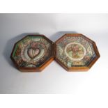 A Victorian mahogany framed Sailors Valentine the hexagonal box opening to reveal two shell