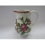 A Lowestoft porcelain polychrome "Thomas Rose" pattern baluster milk jug. 11.5cm tall.