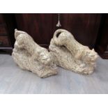 A large pair of granite tigers, 48cm tall,