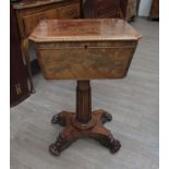 A William IV mahogany pedestal tea-poy with fitted interior,