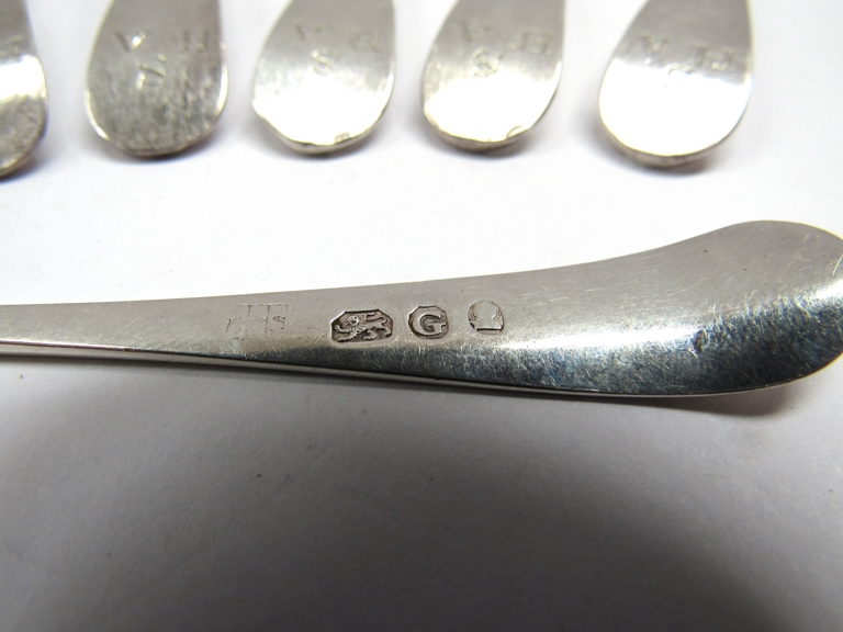 A set of six Peter, Ann and William Bateman teaspoons, monogrammed S.H. - Image 3 of 3