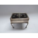 A silver and tortoiseshell casket on slender cabriole legs,makers mark rubbed, London 1911, 5.