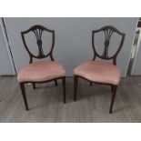 A pair of 19th Century hand painted Sheraton style chairs by Edwards & Roberts,