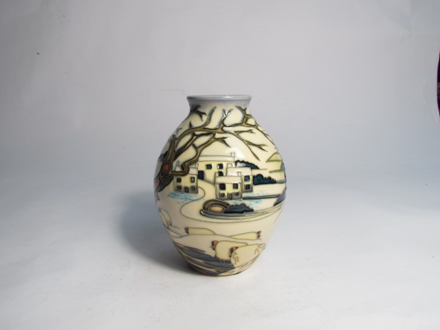 A Moorcroft Swaledale pattern vase, designed by Philip Gibson, 14cm tall,