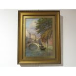 TREVOR HADDON (1864-1941): Two oil on boards, Venice scenes, one with worm damage, 48cm x 34cm.