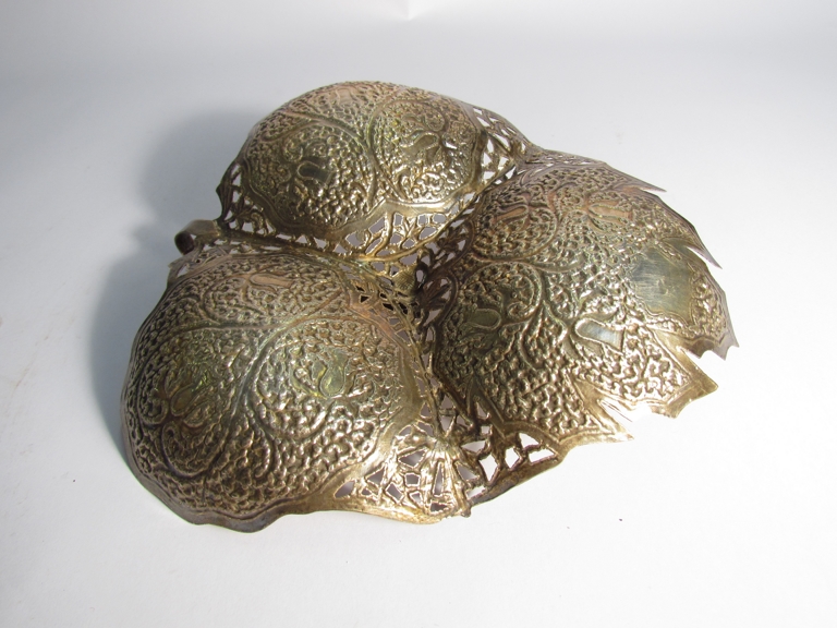 An Eastern white metal three section dish, - Image 3 of 3