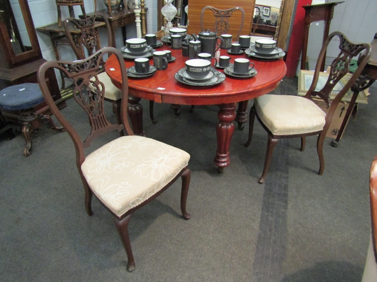 A set of four Edwardian Shoolbred bedroom chairs a/f