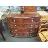 A19th Century mahogany bow front chest of two over three drawers,