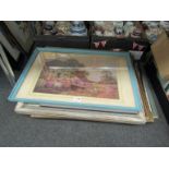 A quantity of framed and glazed pictures and prints including thatched cottage (6)