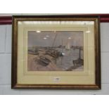 BALDWIN: A watercolour depicting Southwold Harbour mouth looking towards Walberswick,