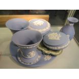 A collection of Wedgwood Jasperware including vases and pots