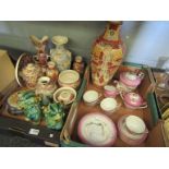 Two boxes of mainly Oriental Satsuma ware ceramics etc