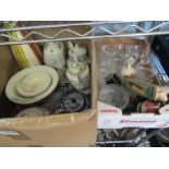 WITHDRAWN - Two boxes containing a quantity of assorted china and glass, etc to include