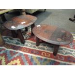 Two rustic oval stools