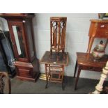 An early 20th Century bamboo occasional table with under tier and similar plant stand